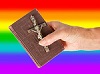 LGBT rainbow Bible and Cross and hand
